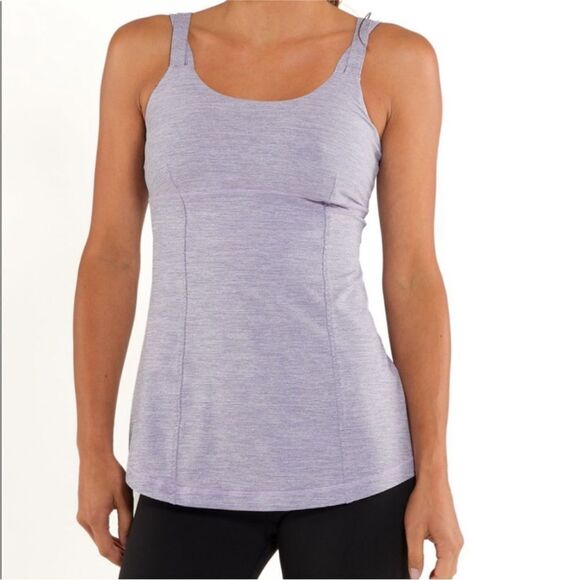 Lululemon Lilac Heathered Coal Wee Stripe/Lilac Active Strength Tank Top - Picture 3 of 10